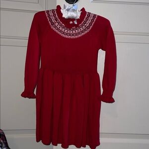 Elegant Red Knit Kids Dress